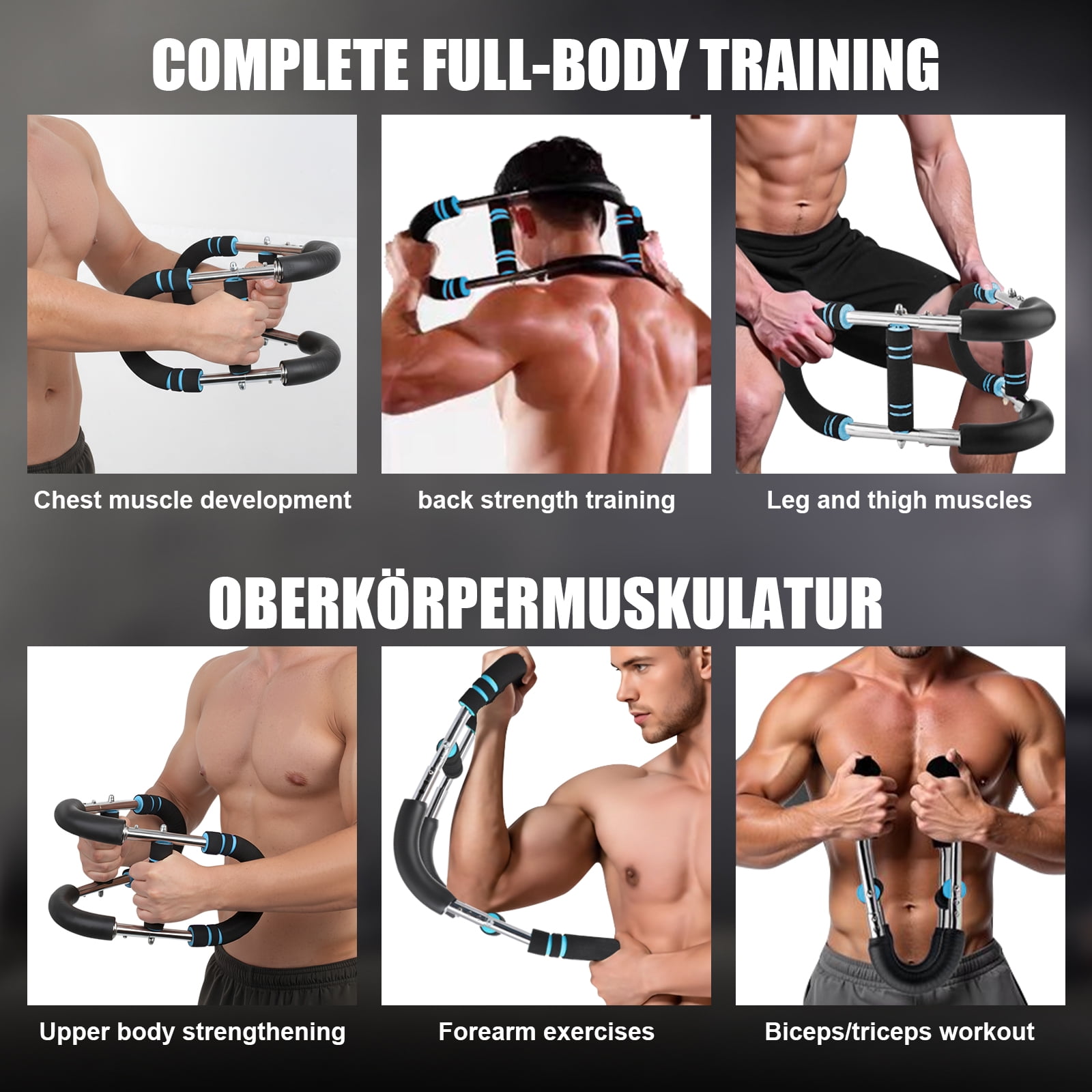VIVIHEYDAY Twister Arm Trainer, 30/40/50 kg Adjustable Chest Workout Equipment Portable Detachable Power Twister Bar for Enhancing Upper Body Muscle
