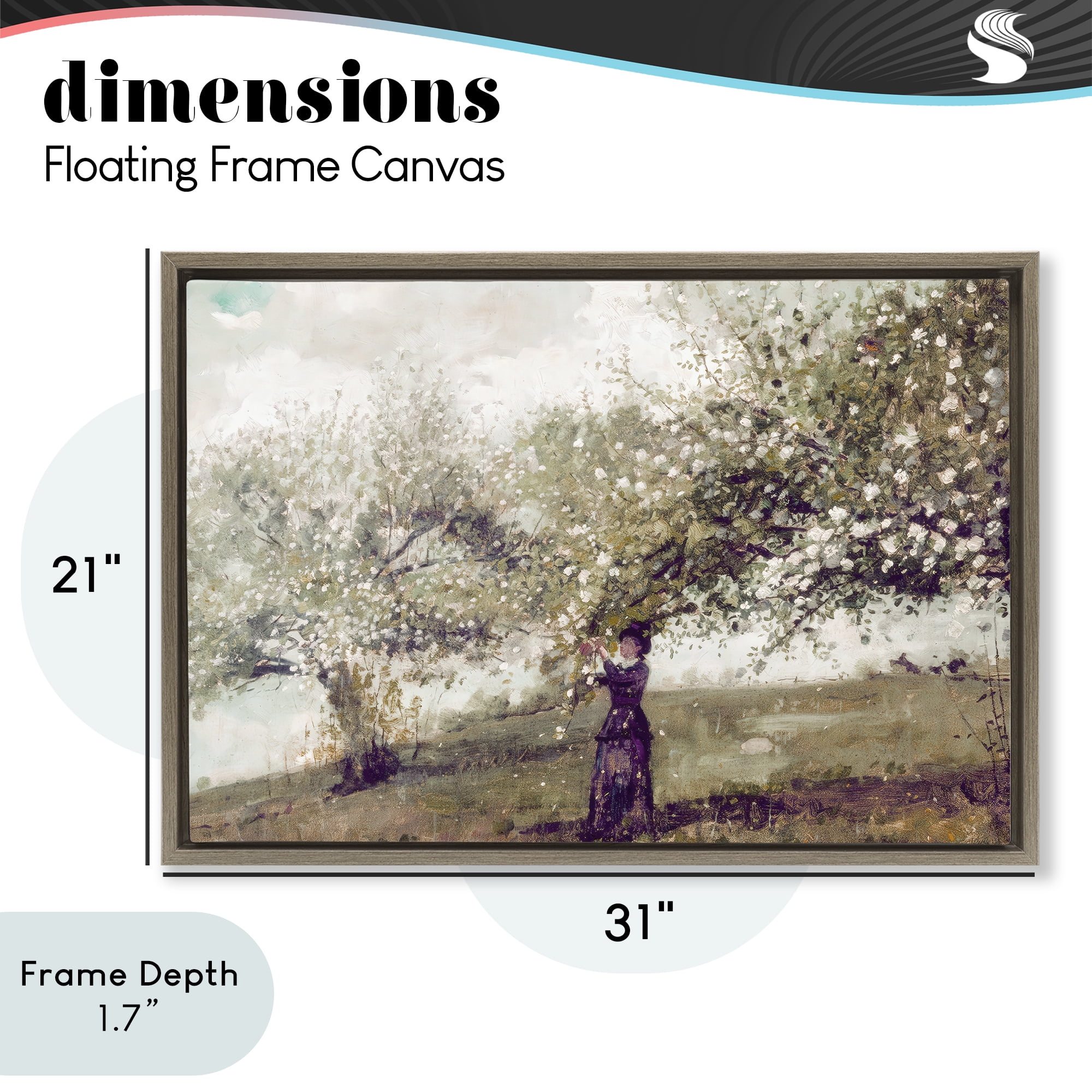 Stupell Industries Vintage Gathering Spring Blossoms Brown Framed Floater Canvas Wall Art, design by Leah Straatsma