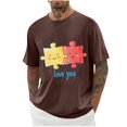 thumbnail image 2 of Camisas de Manga Larga para Hombres Imprimir Casual Cuello Redondo Blusa de Manga Corta, Camisas de Lino para Hombres, 2 of 8