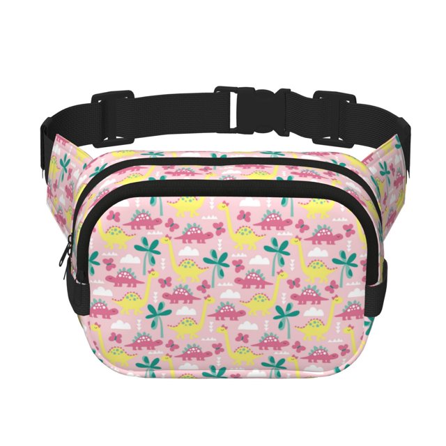 Balery Dinosaur Mochila Cinturón para Mujeres y Hombres, Bolsa de Cintura Impermeable de Doble Capa con Correa