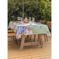thumbnail image 2 of Cute Easter Bunny Outdoor Tablecloth - 60x102 Inch Rectangle Dining Table Cover, Eucalyptus Leaves Colorful Eggs Wooden Waterproof Outdoor Table Cloth with Umbrella Hole & Zipper for Picnic/Patio, 2 of 7