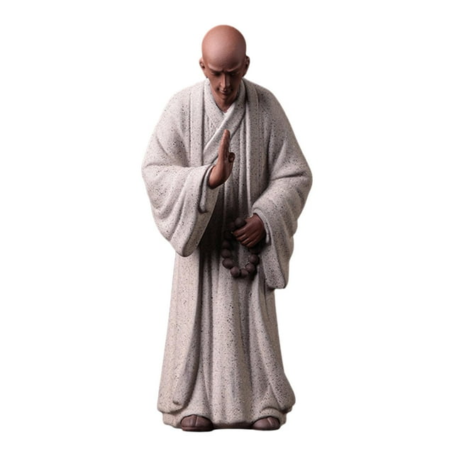 Ceramic Clay Buddhist Monk Figurine Art Sculpture Collection Realistic and Vivid D