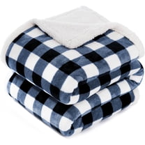 Sherpa Fleece Blanket Twin Size, Super Soft Warm Buffalo Plaid Plush Gig Blankets, Lightweight Cozy Fuzzy Blanket for Couch Sofa Bed (NavyBlue, 60" x 80")