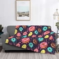 thumbnail image 2 of Honeii Donuts1 print throw blanket, crafted from cozy cotton flannel, offers versatile home decor as a bedding suitable for all seasons.-50"x40", 2 of 6