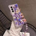 thumbnail image 4 of for Samsung Galaxy Z Fold 6 Case,Cute Bling Glitter Sparkle Stunning Stones Diamond Rhinestone 3D Handmade Pearl Rose Flower with Wrist Lanyard Women Girly for Galaxy Z Fold 6 (Purple), 4 of 9