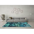 thumbnail image 3 of Ahgly Company Machine Washable Indoor Rectangle Patchwork Turquoise Blue Transitional Area Rugs, 2' x 4', 3 of 4
