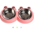 thumbnail image 1 of Cuenco de acero inoxidable KAIYANG para gatos antideslizante y antiderrames elevado rosa, 1 of 5