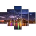 thumbnail image 1 of TISHIRON 5PCS Framed City Theme Canvas Wall Art Set,60"x32" Ontario Night Cityscape Wall Canvas Art Decor, 1 of 7