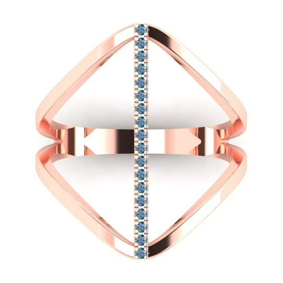 Statement Engagement Ring for Women - 0.09ct Blue Moissanite in 18K Rose Gold Promise Ring