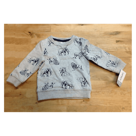 Carter's Baby Boys' Long-Sleeve Animal Shirt, Gray, Size 12 Months
