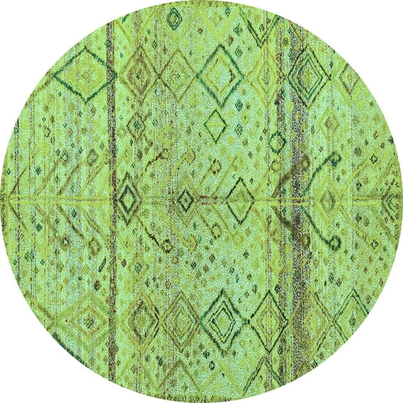 Ahgly Company Indoor Round Oriental Light Blue Modern Area Rugs, 7' Round