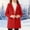 Red, variant on Girls Hooded Wool Blend Coat Long Sleeve Single Breasted Mid Length Overcoat with Patch Pockets Black 12-13 Years
