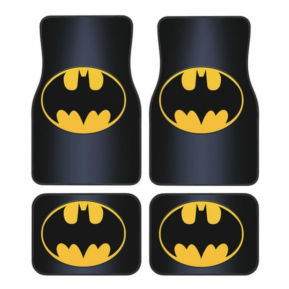 Batman Car Floor Mats Set of 4, Anti-Skid Universal Automotive Carpet Front Rear Floor Foot Pads Interior Accessories Decorative for Vehicle Car Truck SUV Van