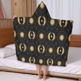 thumbnail image 5 of Black Gold Sun Moon Pattern Hooded Bath Towel，50"x30" for Ages 3 To 12 Kids, Quick Dry Lightweight Soft Microfiber Hood Beach Towel Cover Up for Kids, 5 of 7