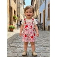 thumbnail image 6 of BemeyourBBs Toddler Baby Girl Back to School Overalls Shorts Outfit Kids Pre Kindergarten Outfit Baby Summer Romper Bib Overalls Clothes Apple Pencil Print Adjustable Strap Jumpsuit with Pocket, 6 of 9