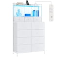 thumbnail image 1 of Commode Intelligente avec 11 Tiroirs en Tissu – Station de Recharge Intégrée, Chargeur Sans Fil, Lumières DEL RVB Contrôlées par Application, Anti-Basculement, Organisateur de Rangement Industriel pour Chambre – Brun Rustique, 1 of 8
