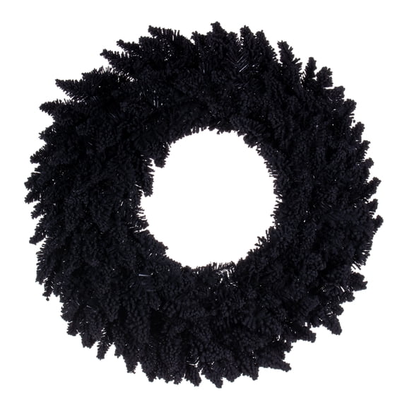 Vickerman 30" Flocked Black Fir Artifical Wreath, Unlit with 260 PVC Tips