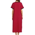 thumbnail image 3 of Avamo Pyjama Femme Robe de Nuit Col en V Manches Courtes Chemise de Nuit Rouge S, 3 of 4