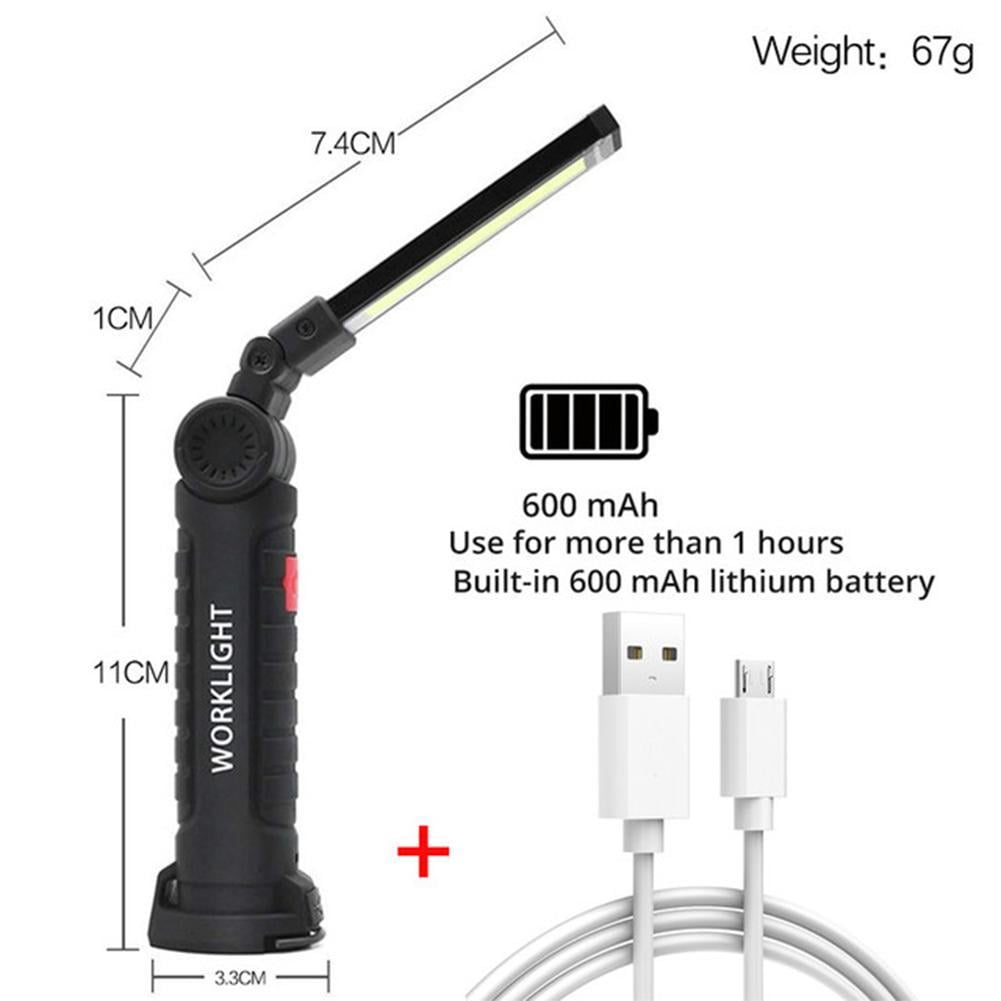 COB LED Folding Hand Torch Inspection Lamp Work Light Rechargeable USB S9A2