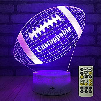 

FlyonSea Football lamp Rugby Ball Bedside Lamp 7 Colors Change + Remote Control with Timer Kids Night Light Optical Illusion Lamps for Kids Lamp As a Gift Ideas for Boys or Kids