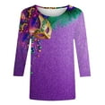 thumbnail image 4 of Aloohaidyvio Mardi Gras Clothing ,Women's Casual 3/4 Sleeve T-Shirts Round Neck Cute Tops Basic Tees Blouses Loose Fit Mardi Gras Tee Top, 4 of 5