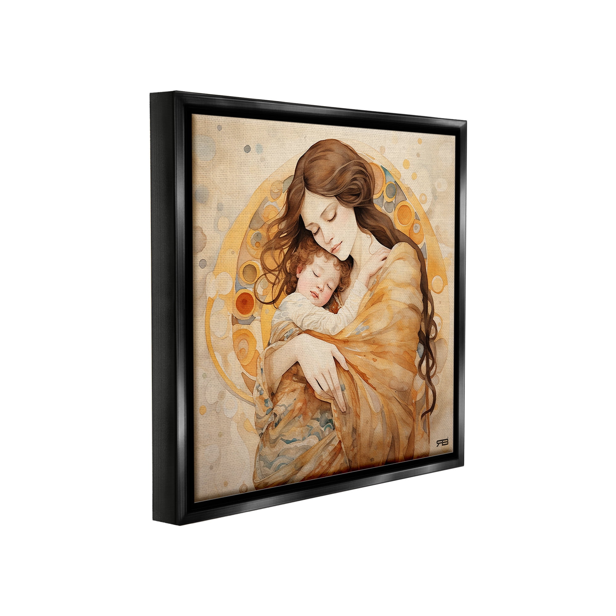 Stupell Industries Traditional Mother & Child Abstract Painting Black Floater Framed Canvas Art Print Wall Art, 25 x 25