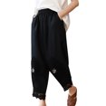 thumbnail image 2 of Timegard Plus Size Pants for Women Elastic Waist Lace Ruffle Lounge Pants Baggy Trousers with Pockets, 2 of 6