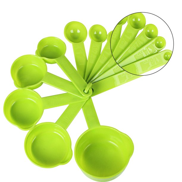 Kearding 11 unidades/juego de tazas medidoras, herramientas de medición de cocina graduadas, cucharas de medición de plástico para el hogar Type7 NO7 Kearding HA001847-02