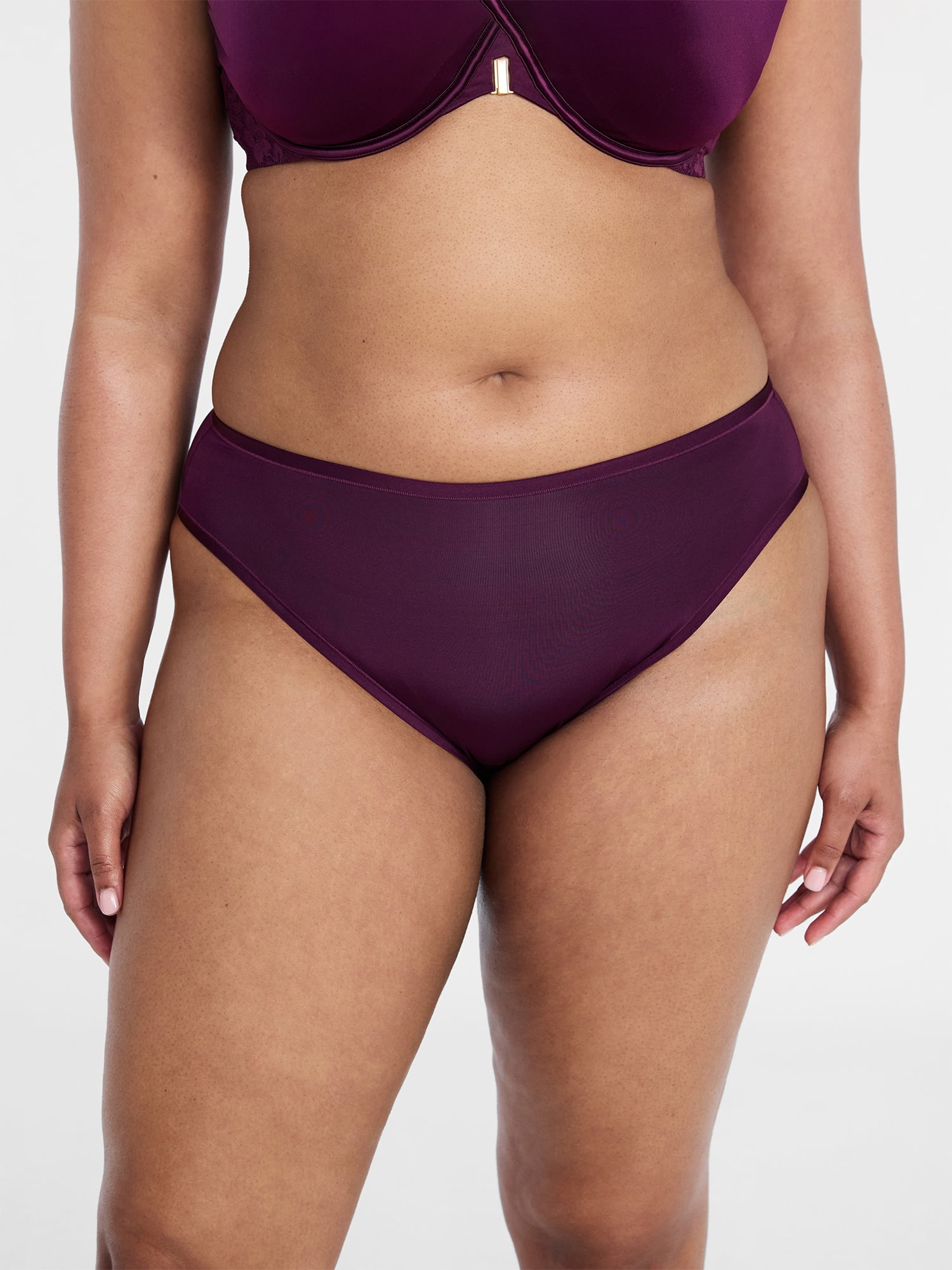 Joyspun Women's Shine Micro Hi-Cut Bikini Panties, 3-Pack, Sizes XS-XXXL