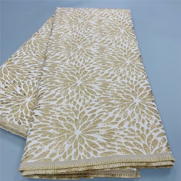 Latest Brocade Jacquard Fabric 2022 African Floral Gilding Lace Material High Quality Nigerian Damask Brocard Tissu 5 Yard WB5