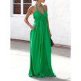 thumbnail image 4 of Yunliwuli Women Summer Casual Long Dress Solid Color Tie-Up Halter Neck Sleeveless Dress Beach Holiday Backless Dress, 4 of 10