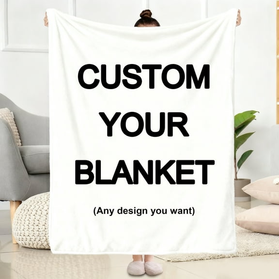 Custom Blanket with Personalized Picture Text, Flannel Photo Blanket for Birthday Wedding Fits Couch Bedroom