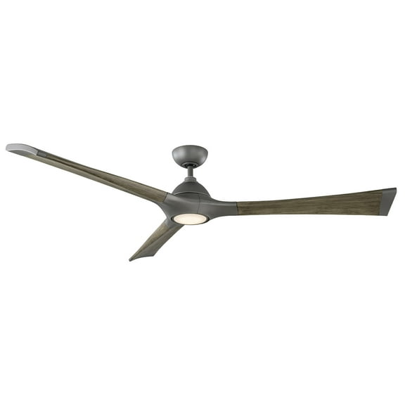 Woody Indoor and Outdoor 3-Blade Smart Ceiling Fan 72in Graphite Weathered Gray with 3000K LED Light Kit and Remote Control
