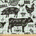 thumbnail image 2 of Ambesonne BBQ Fabric by the Yard Microfiber, Food Friends and Fun Lettering, 1 Yard, White Dark Fuchsia, 2 of 2