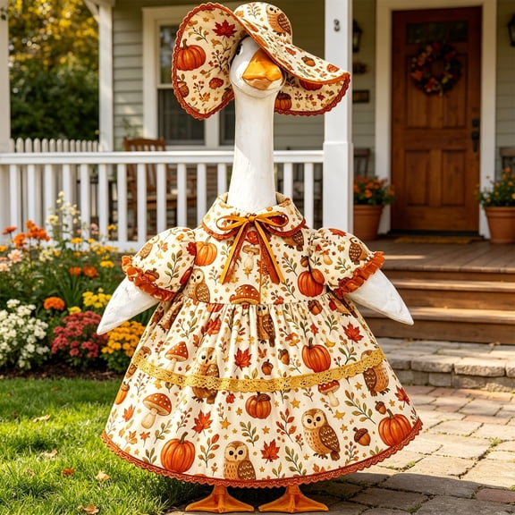 Porch Goose Clothes Set, Festive Goose Outfit With Weather Resistant Design Easy Installation Cute Yard Display, Seasonal Garden Decoration for Porch Lawn Holiday Outdoor Decor