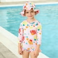 thumbnail image 2 of ZXLBBD Girls One Piece Swimsuit Cute Fashion Bathing Suit Sun Protection for Little Big Kids Beach Pool Summer Swimming Vacation Holiday Swimwear Size 5 Y-6 Y, 2 of 4