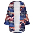 thumbnail image 4 of ZHUGeLI 4th of July Outfits for Women, 2024 New Women's Floral Print Puff Sleeve Kimono Cardigan Loose Chiffon Cover Up Casual Blouse Tops Up to 50% off, 4 of 5