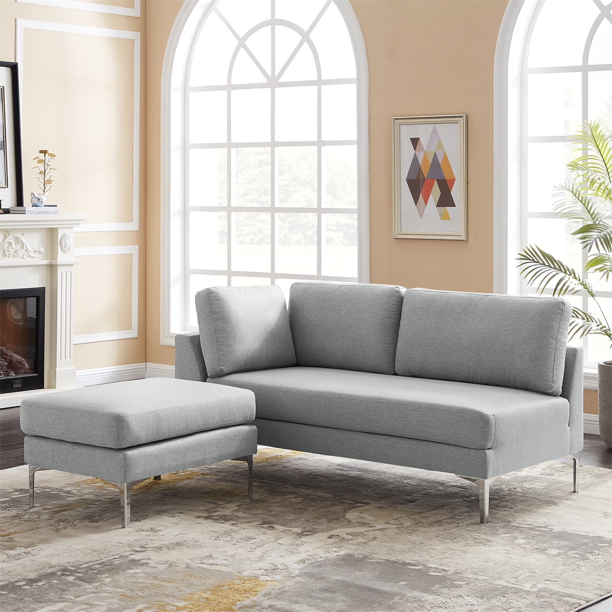 L Shaped Convertible Sectional Sofa Couch with Sturdy Metal Legs,Modern ...