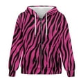 thumbnail image 4 of SCRAWLGOD Crimson Zebra Print Loose Fit Full Zip Up Hoodies for Women Drawstring Pockets Clothing Casual Fashion Outfits Hooded Elastic Sweater for Exercise Yoga, XL, 4 of 7