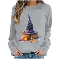 thumbnail image 2 of Women's Magic Potion Witch Hat Sweatshirts Halloween Graphic Pullover Tops Casual Crewneck Long Sleeve Shirts Comfy Fall Clothes Novelty Holiday Apparel, 2 of 6