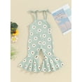 thumbnail image 5 of FEORJGP Kids Girl Summer Rompers 6M 1T 2T 3T 4T Toddler Baby Sleeveless Overalls Daisy Print Jumpsuit Wide-Leg Suspender Pants Bell Bottoms Infant Cute Casual Daily Clothes, 5 of 9