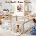 thumbnail image 4 of 71"x59"x27" Foldable Baby Playpen with Mat, Play Yard Fence for Babies Boys Girls Toddlers, Large Playard W/ 300D Fabric for Infant and Kids,Khaki, 4 of 8