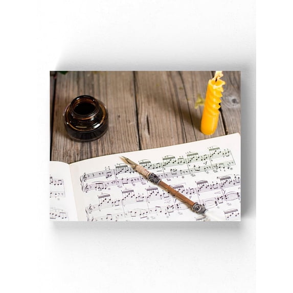 Writing A Score Of Piano Music Wrapped Canvas -Image by Shutterstock,