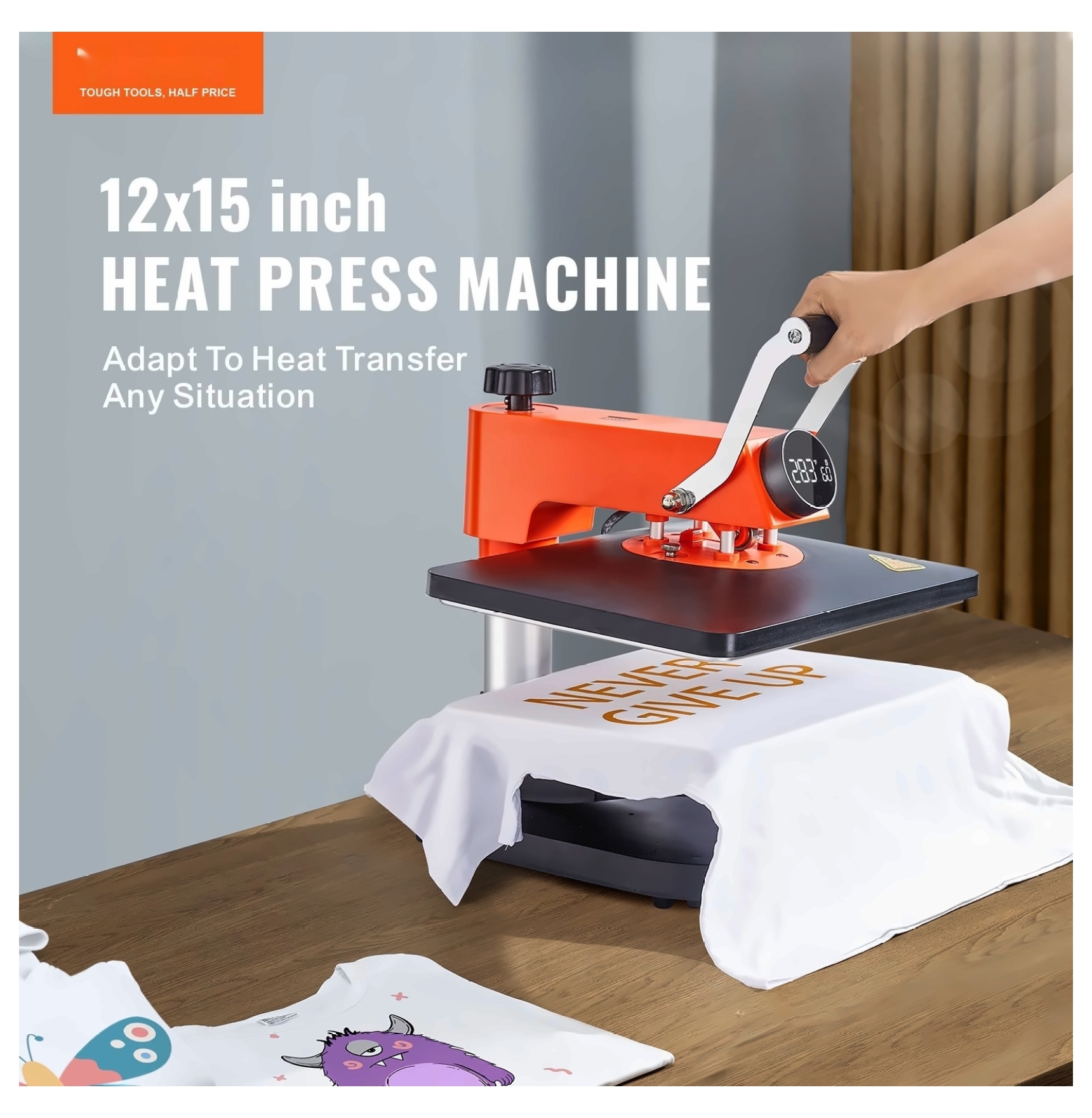 5-in-1 Heat Press Machine 12x15", Fast Heating Sublimation Printer for T-Shirts, Caps, Mugs, Bags & More