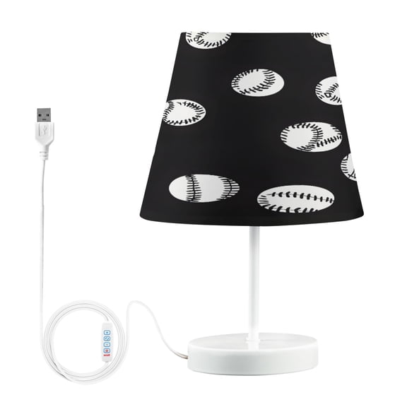 Ryvnso LED Bedside Table Lamp Baseball Pattern Bedroom Desk Lamps Nightstand Lampshade M