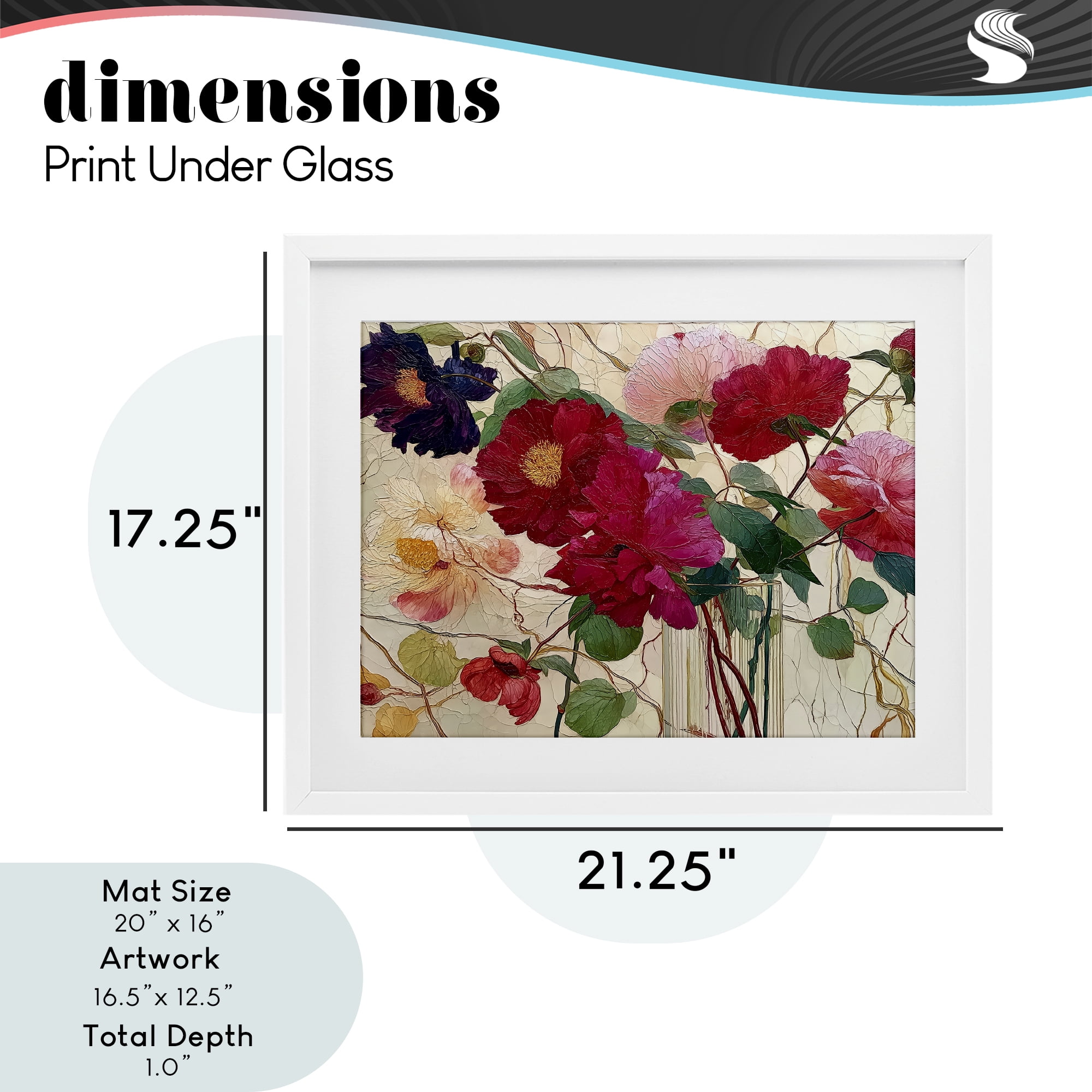 Haiku Flower Vase White Framed Print Under Glass, design by Annabelle Hall