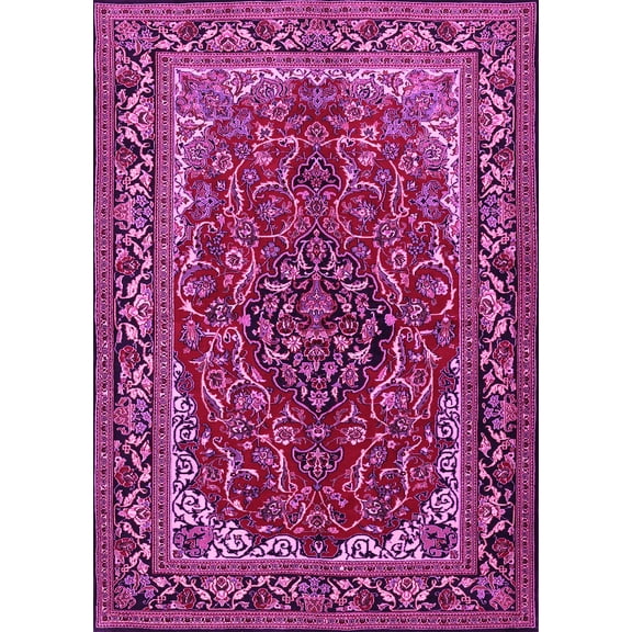 Ahgly Company Indoor Rectangle Medallion Pink Traditional Area Rugs, 5' x 7'