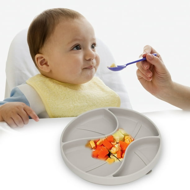 Set de vaisselle bébé en silicone 9 pièces avec ventouse antidérapante, assiette  bébé