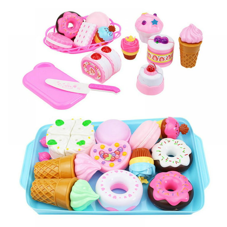 Toy Chef 16-Piece Pretend Food Play Set for Children - Donuts, Cupcakes,  Cookies, Baking Accessories, Fake Desserts for Kids Kitchen and Bakery, 3+