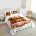 thumbnail image 3 of Feelyou Cute Cartoon Cow Queen Comforter Set for Teen, Kawaii Daisy Flower Floral Bedding Sets, Farmhouse Animal Reversible Bedding Comforter Set, Ultra Soft Bedroom Decor, 3-Piece, 3 of 8